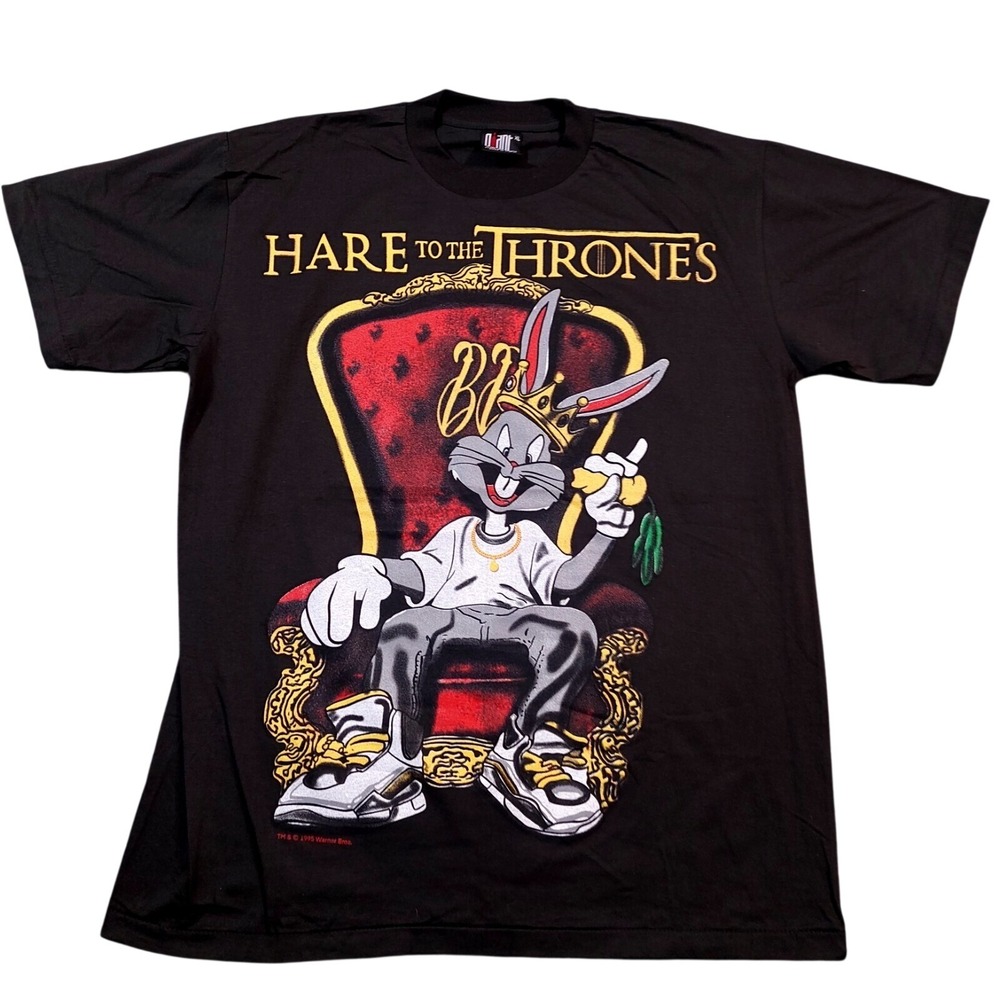 Bugs Bunny T-Shirt Mens‎ XL Black Hare To The Thrones Modern Boot Single Stitch